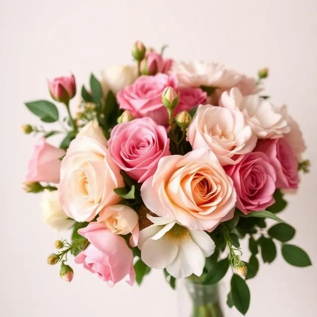 Garden Rose Collection by Stellas Florist: pink, peach and cream garden roses with spray-rose buds